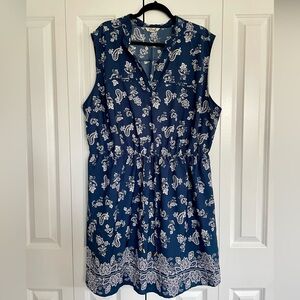 Blue paisley sleeveless dress